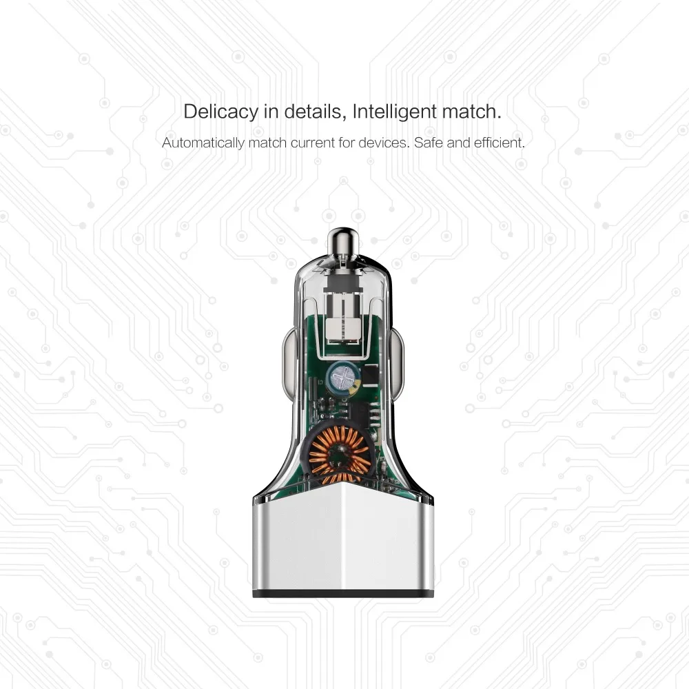 Nillkin 2 порта двойной USB + Type C автомобильное зарядное устройство Быстрая зарядка 3 0
