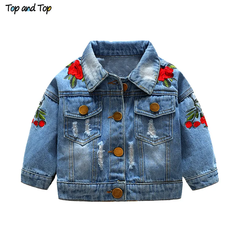Top and children jackets Kids Girls Embroidery Coats Jackets Long Sleeve Clothing Outerwear flower | Детская одежда и обувь