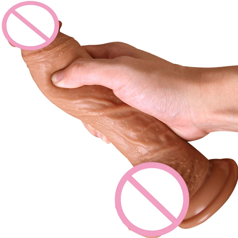 Реалистичный фаллоимитатор с присоской для женской мастурбации Lesbain страпон