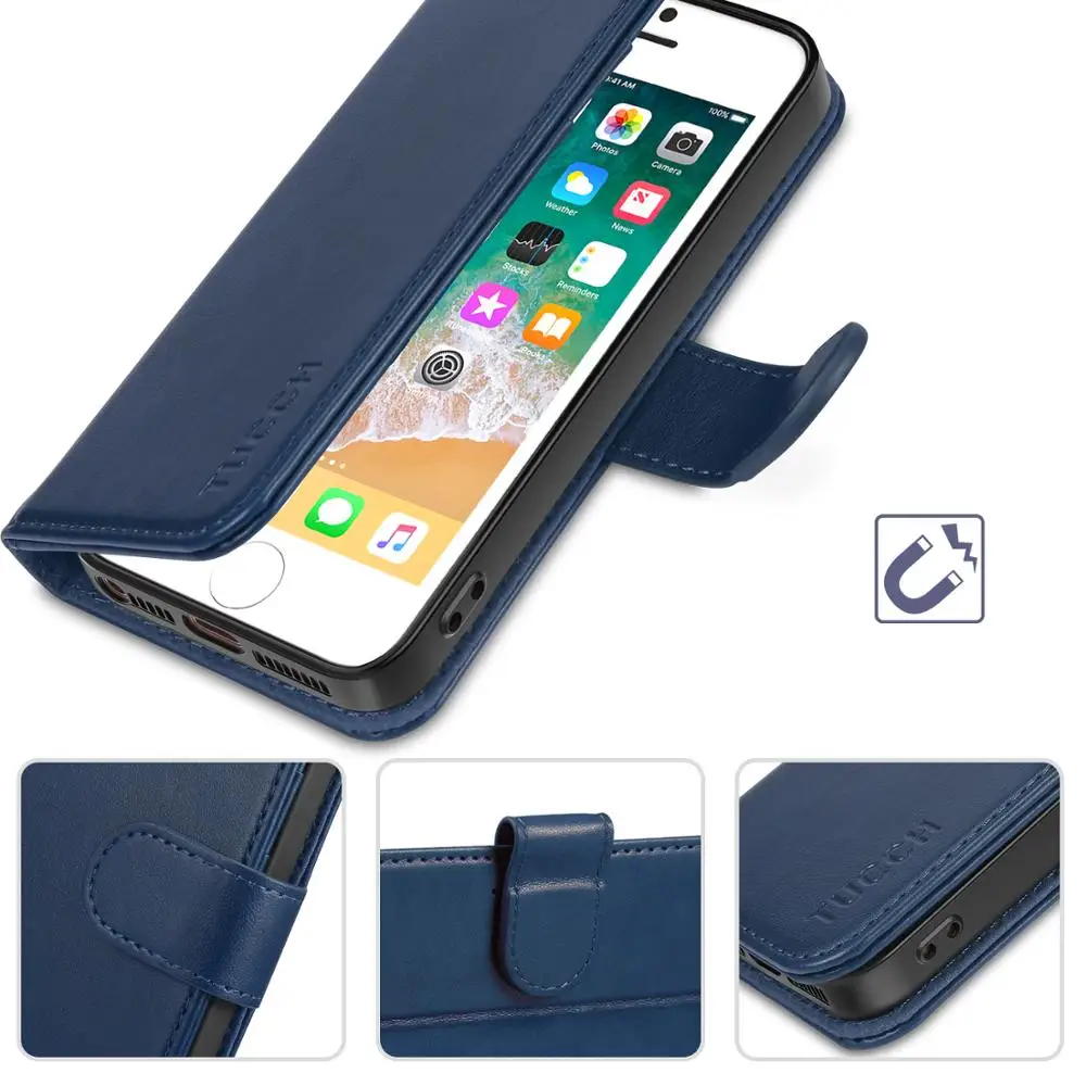 Чехлы бумажники tuch для iPhone 5/5s/SE кожаная тонкая книга форматом в пол листа с