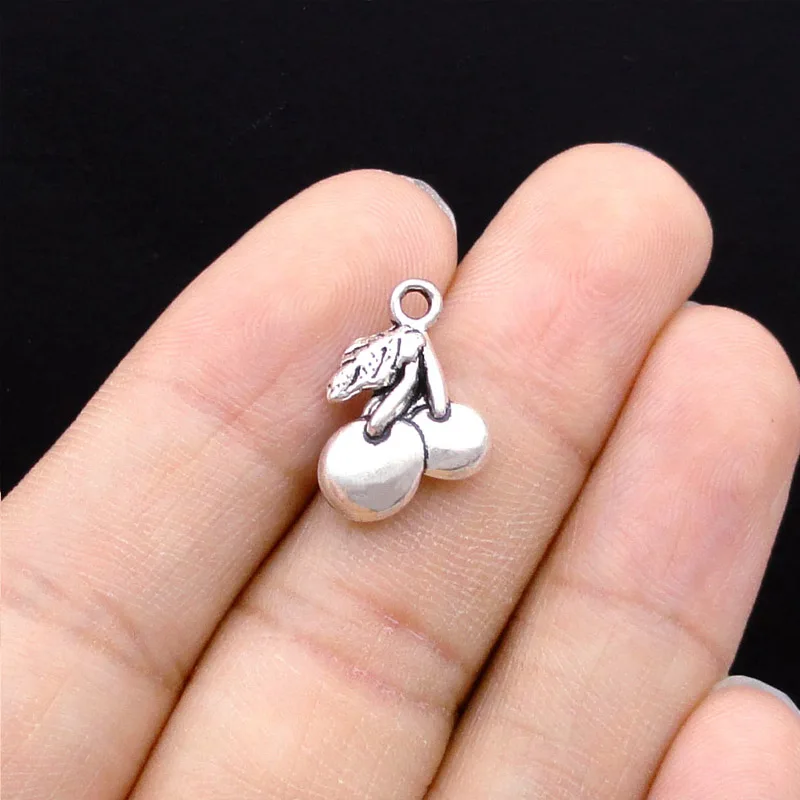 60pcs антикварные серебряные подвески вишни 18x12мм|charm pendant|cherry charmssilver charm pendant |