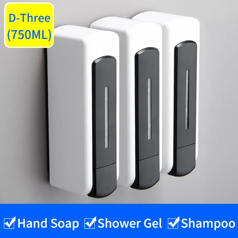 D-Three Liquid Soap Dispenser Wall Mounted 500ml Shower Gel Shampoo Dispenser Detergent Triple Hand Hotel Mall Kitchen Hand Soap Bottle - Цвет: D-Three