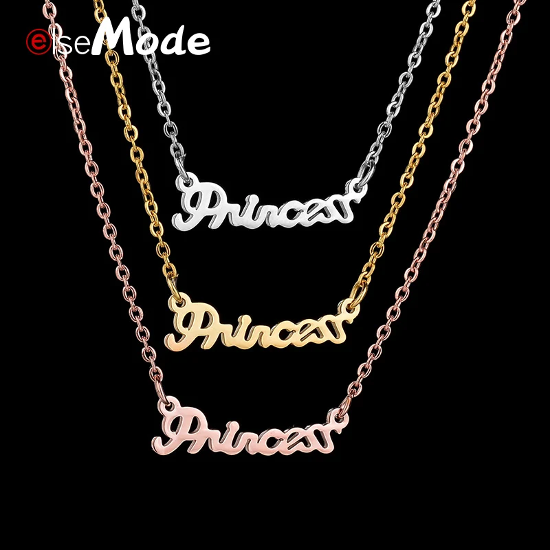 ELSEMODE You Are My Princess Letter Lover Rose Gold длинное ожерелье с подвеской для женщин и