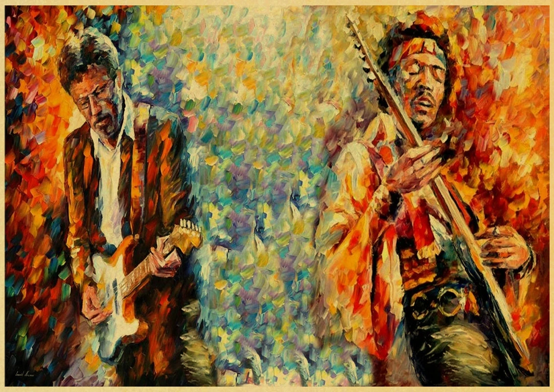 Настенный Декор для дома ВИНТАЖНЫЙ ПЛАКАТ с изображением гитары мастер Jimmy Hendrix печать на крафтовой бумаге Ретро плакат