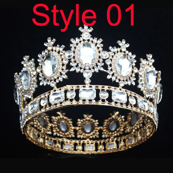 Gold White Crown Кристалл барокко королева свадебная диадема корона для женщин Свадебные украшения для волос аксессуары сверкающий топ невесты головное украшение для выпускного - Окраска металла: Gold White Crown