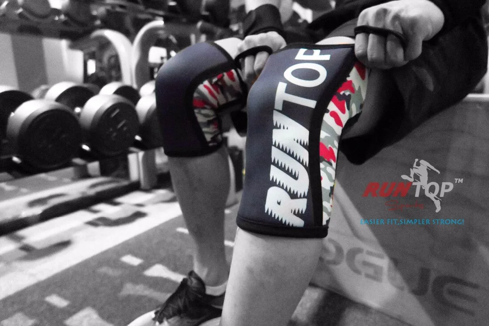 RUNTOP 7 мм Неопреновые наколенники Crossfit WODS приседания Тяжелая атлетика Powerlifting фитнес наколенники Поддержка Brace cap компрессия