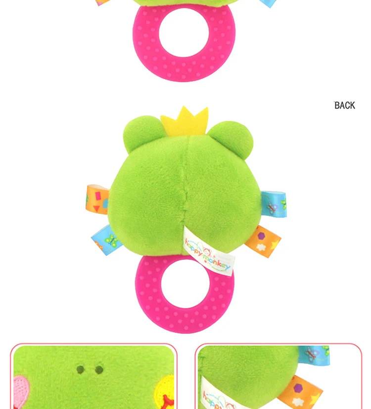 Baby Infant Plush Rattle Stuffed Toy Hand Grasp Teethers Cute Animal Handbell Ring Newborns Early Development Boys Girls Gift