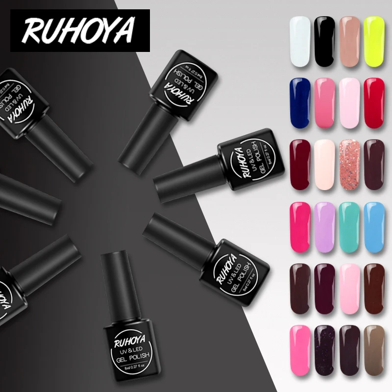 Ruhoya 8 мл полу Перманентный Soak Off UV светодио дный LED чистый Цвет гель лак для ногтей