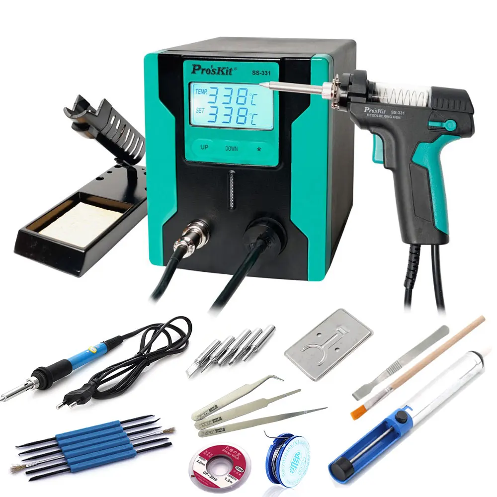 Package 5 Qsunrun выпуск Pro'sKit SS-331H ESD lcd цифровой электрический насос для распайки BGA всасывающий вакуумный припой присоска пистолет - Цвет: Package 5