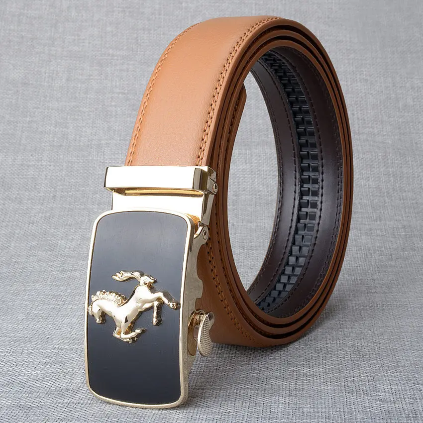 hot sell brand horse designer automatic buckle belt men genuine leather belt man luxury men belts alloy buckle best as gift free global shipping