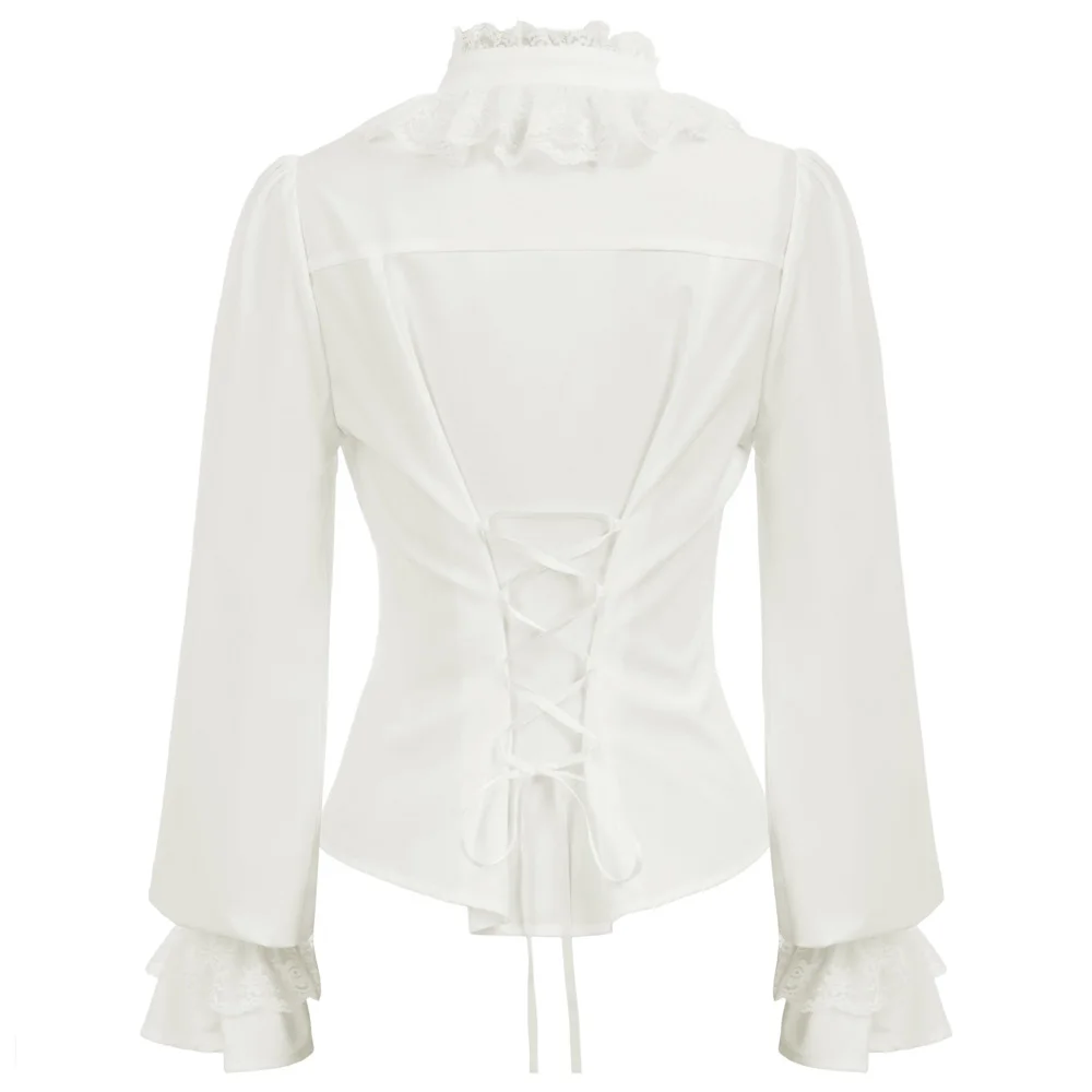 Женская винтажная блузка с длинным рукавом кружевная в готическом стиле