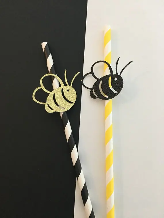 Блестящие полосатые бумажные соломинки от Mommy до bee для свадьбы помолвки дня