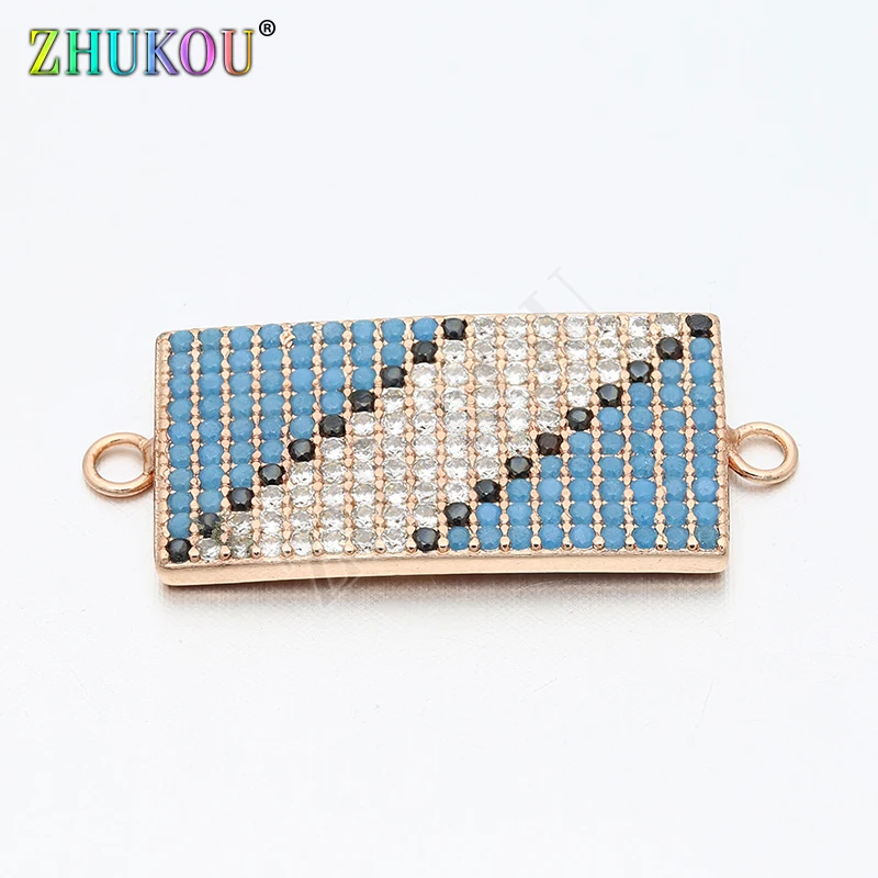 26 мм * 12 латунный кубический цирконий прямоугольные соединители DIY изготовление