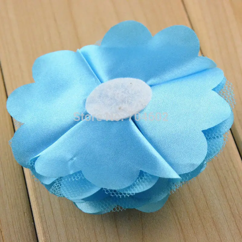 Оптовая продажа 120 шт./лот 3 ''атласная сетка шелковые цветы для головной