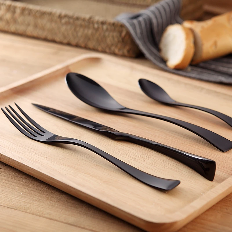 Набор столовых приборов из нержавеющей стали 4 шт./компл.|fork knife|tableware setblack cutlery |