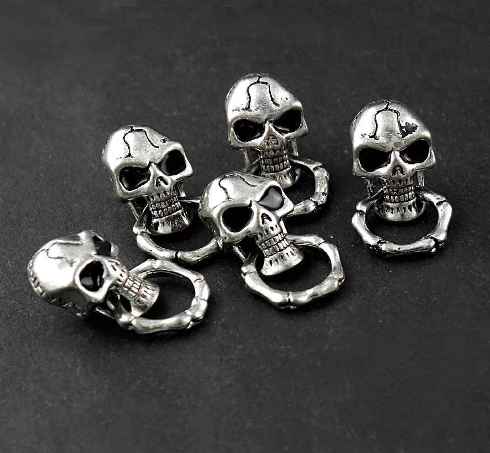 5 шт. винт с черепом серебристого цвета кольцом Байкерская цепь соединитель
