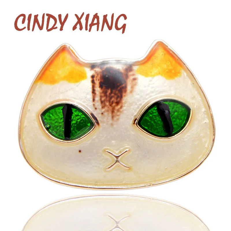 Женская брошь в виде кота CINDY XIANG милое украшение мордочки с эмалью модный