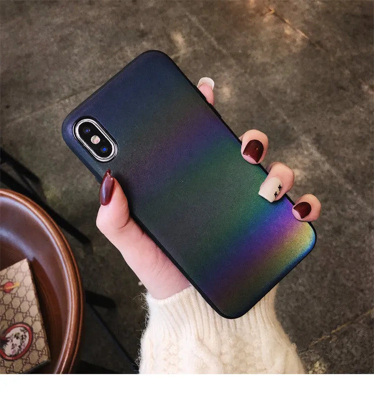 Крутой лазерный Радужный светящийся чехол для iphone X XS Max XR 7 8 6 6S Plus Роскошные Матовые чехлы для телефона из термополиуретана блестящая задняя крышка Coque Capa
