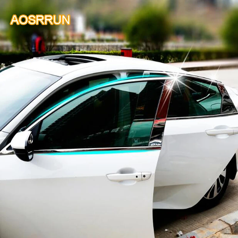 AOSRRUN окно колонны из нержавеющей стали украшено крышкой окна автомобильные
