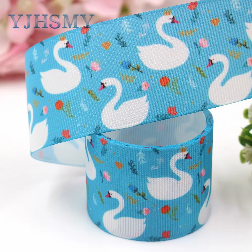 YJHSMY I-19221-435 38 мм 10 ярдов мультфильм лебедь термопечать ленты grosgrain Бант колпачок DIY