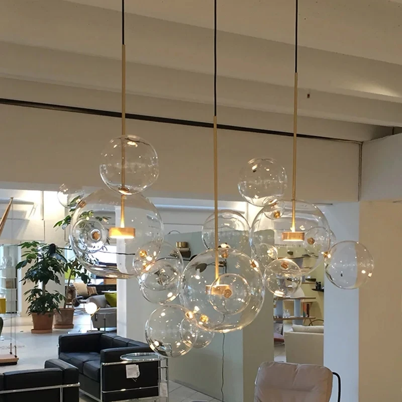 Clear Glass Ball Living Room Chandeliers Art Deco Bubble Lamp Shades Chandelier Modern Indoor Lighting Restaurant Chandeliers