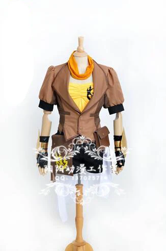2016 Косплей Rwby желтый трейлер Yang Xiao Длинные платья перчатки аниме девочки