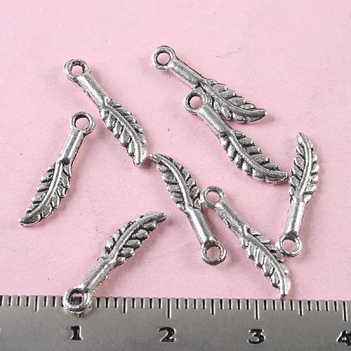 

120pcs tibetan silver 2sided mini feather charms H1226