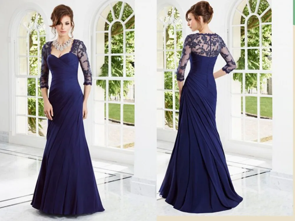 Мать невесты платья три четверти рукав феста элегантный русалка с длинным