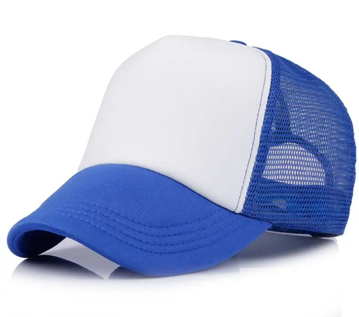 Blue and white 500 шт./лот, заказной логотип, Кепка водителя грузовика, для взрослых, полиэстер, печатные шапки с логотипом, бейсболки Gorros - Цвет: Blue and white