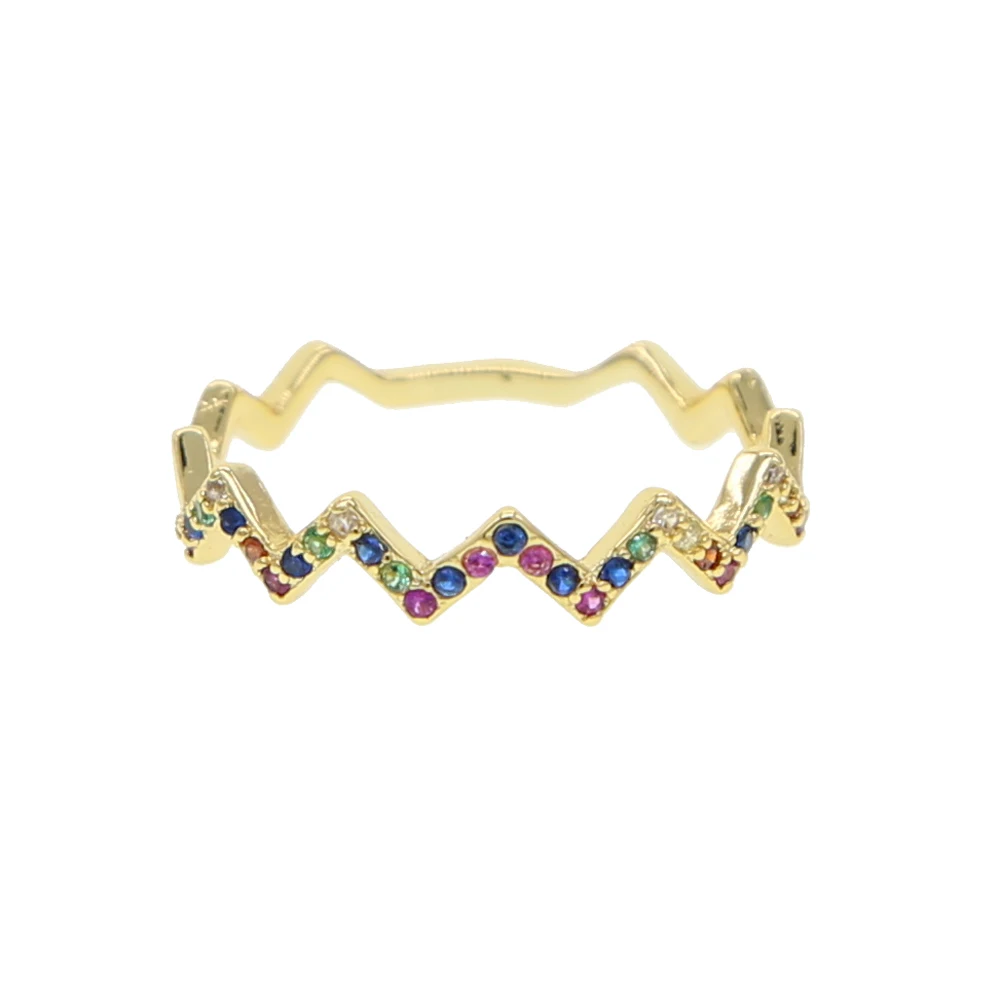 Новые Радуга Волнистые кольца Личность яркий модные женские туфли Jewelry проложить красочные цирконами простой Bague блестящие кольца Femme Bijoux