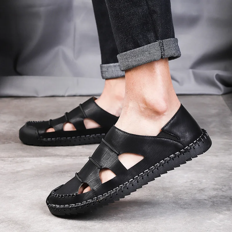 

AKZ 2019 Summer Mens Casual shoes cow leather Loafers Breathable Comfortable Light Male Flats shoes Slip On