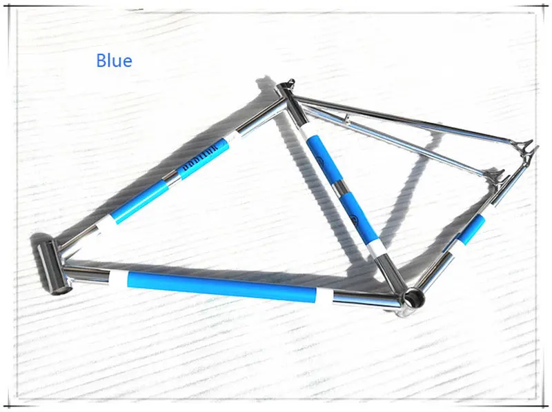 Blue 700C 51 см молибденовая стальная рама для шоссейного велосипеда покрытая Ретро крейсером фиксированная Шестерня прямая труба рама для велосипеда - Цвет: Blue