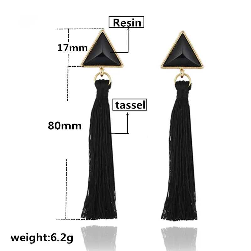 3 цвета черное волокно длинные модные серьги кисточки ювелирные изделия 2018