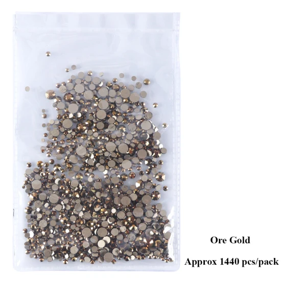 Ore Gold 1440 шт смешанных размеров Стразы для ногтей для маникюра с плоской задней стороной Алмазная форма Кристальные блестящие камни для дизайна ногтей украшения Драгоценные камни TR1015 - Цвет: Ore Gold