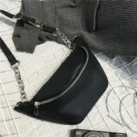 fashion chain pu lychee leather fanny pack waist bag bananka waterproof antitheft women walking shopping belly band belt bag