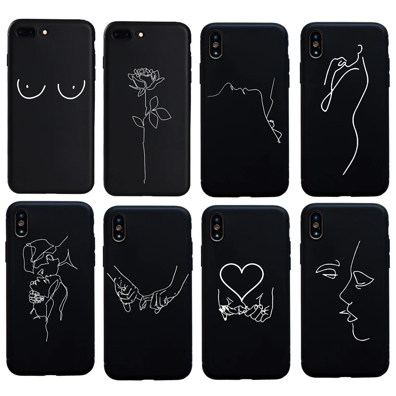 Абстрактные простые линии мягкие ТПУ Силиконовые чехлы для iPhone 6 6S Plus 7 8 XS Max XR X