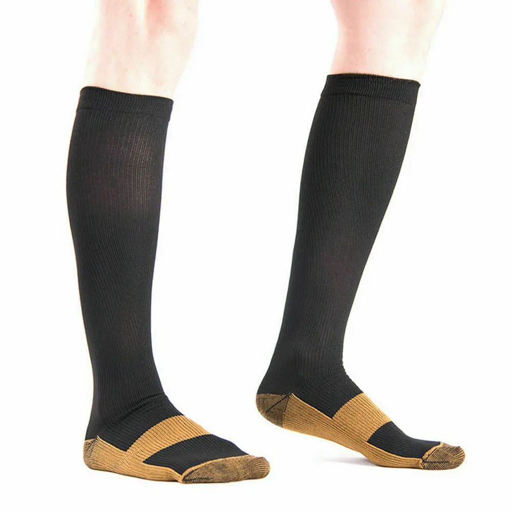 

2019 Hot Copper Infused Compression Socks 20-30mmHg Graduated Men's Women's Patchwork Long Socks S-XXL