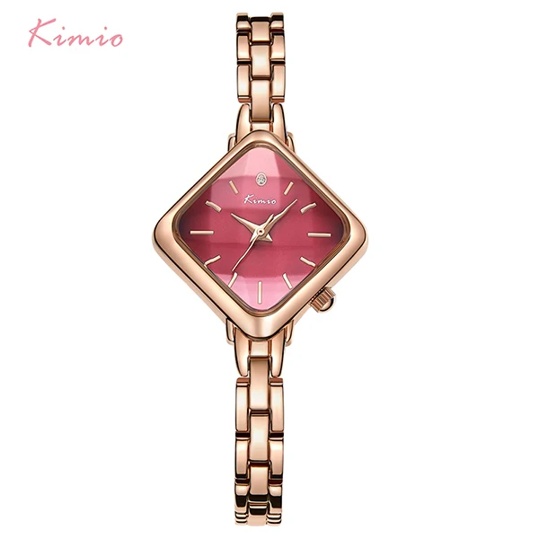 red watch Kimio Брендовые женские часы-браслет простые женские прямоугольное платье кварцевые часы браслет из нержавеющей стали наручные часы для женщин часы - Цвет: red watch