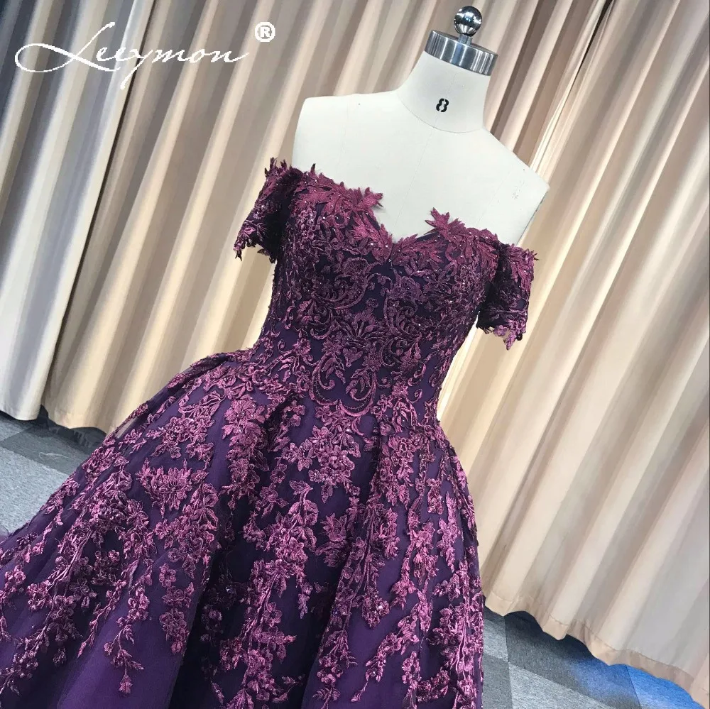 Фиолетовое Бальное Платье Vestidos de Noiva, кружевное вечернее платье, длинное Тюлевое пышное свадебное платье с открытыми плечами, платья Casamento Mariage