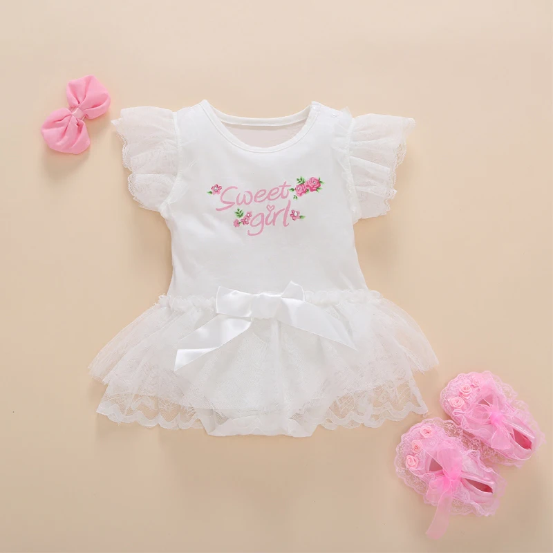 Платье для новорожденных девочек летнее Хлопковое платье пачка с бантом и