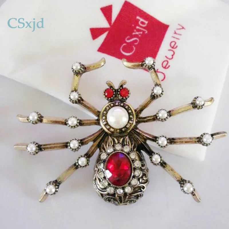 CSxjd Antique big spider brooches for imitation pearl inlay vintage pins 2017 Women jewelry | Украшения и аксессуары