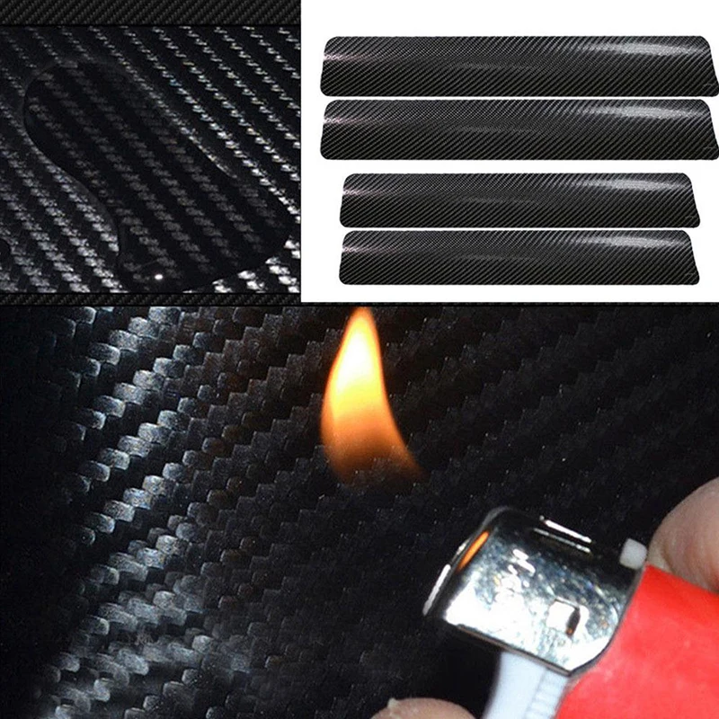 4 шт. Защитные пленки на пороги автомобиля против царапин углеродного волокна 3D