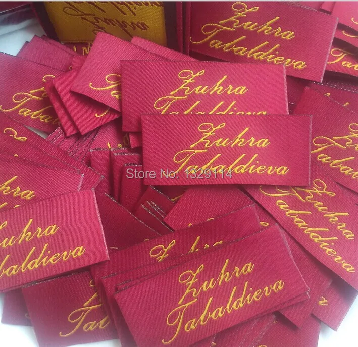 Под заказ сложенные золотые шрифты тканые этикетки для одежды 60 мм * 20 | Дом и сад