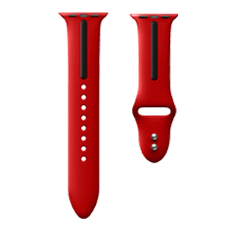 OSRUI спортивный силиконовый ремешок для apple watch band 42 мм 38 мм iwatch band 44 мм/44 3 2 1 резиновый браслет наручные часы аксессуары - Цвет ремешка: red black