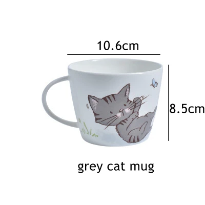 Pink cat mug 1 шт., обеденная тарелка керамическая с рисунком котенка, обеденная посуда, кружка для питья, милая кошка, десертная тарелка, послеобеденный чайный набор, 8 дюймов/450 мл - Цвет: Pink cat mug