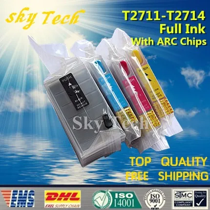 4PK полный картридж многоразового использования для T2711 T2714 подходит Epson WF 3620 3640 7110