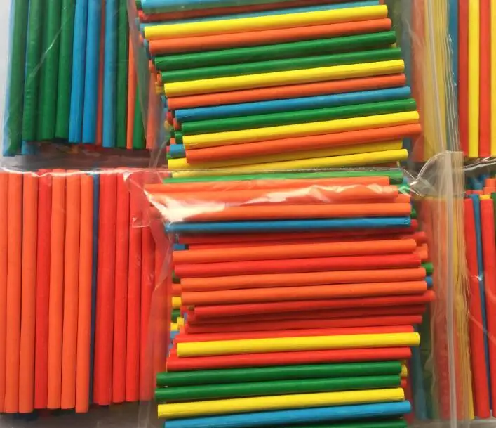 100pcs mixed color 100 шт Красочные бамбуковые Счетные палочки Математика Монтессори учебные материалы Счетный стержень детский Дошкольный математический обучающая игрушка - Цвет: 100pcs mixed color