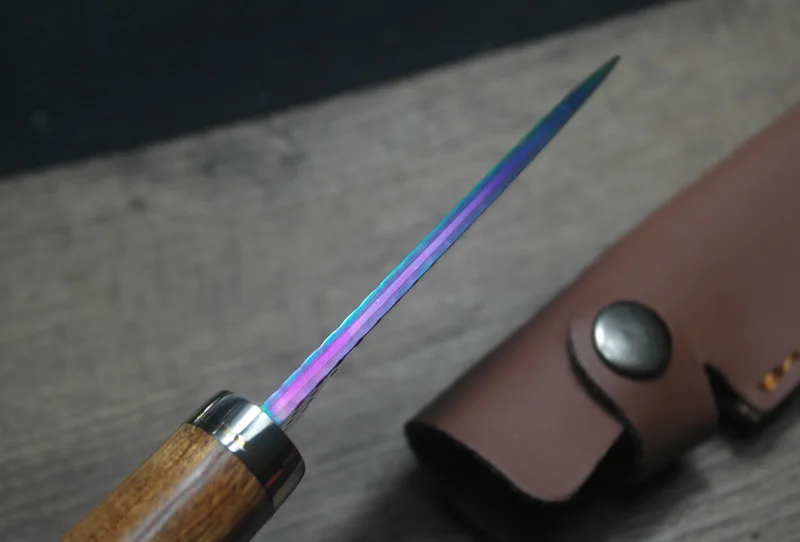 Кованый прямой нож из дамасской стали охотничий высокой твердости для