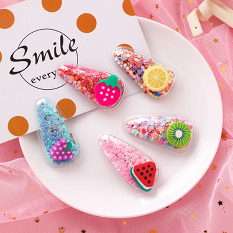 Новые корейские акриловые заколки для волос детей Красочные зажимы Сладкие