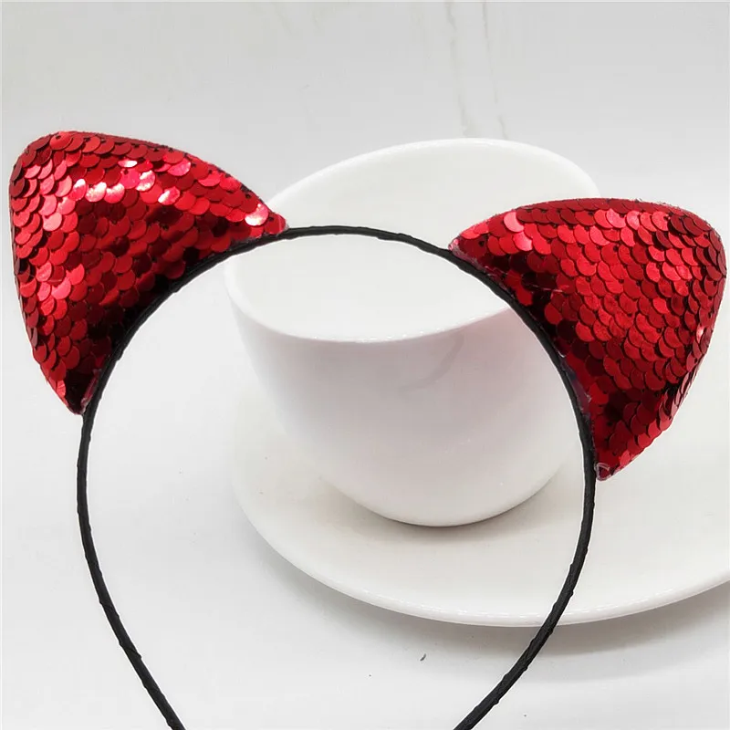 Блестящий обруч для волос с блестками и кошачьими ушками девочек женские обручи